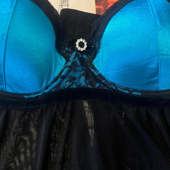 Vivid Blue with mesh Babydoll Top - Picture 4 of 7
